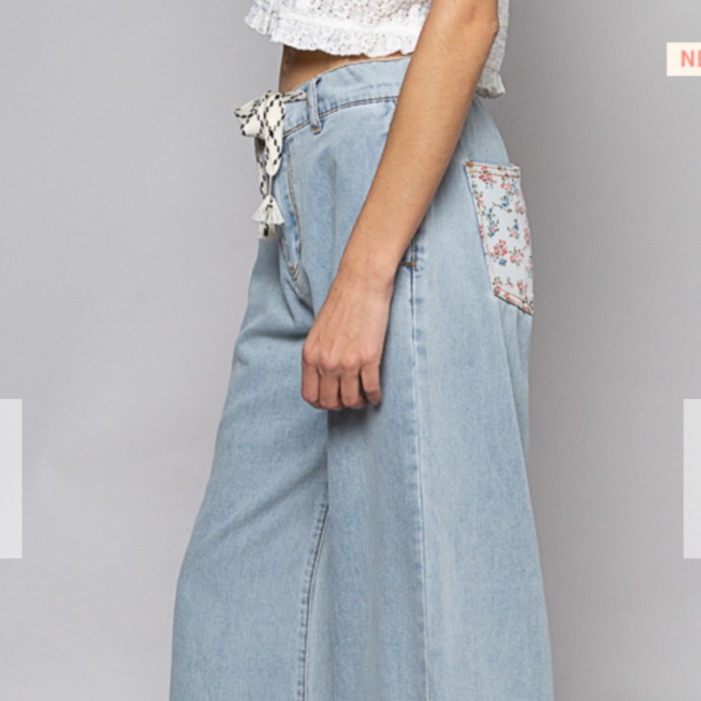☀️POL “ Nantucket 2 “ POL Denim Patchwork Flare Jeans Relaxed Fit Lightweight 12 - Picture 10 of 12